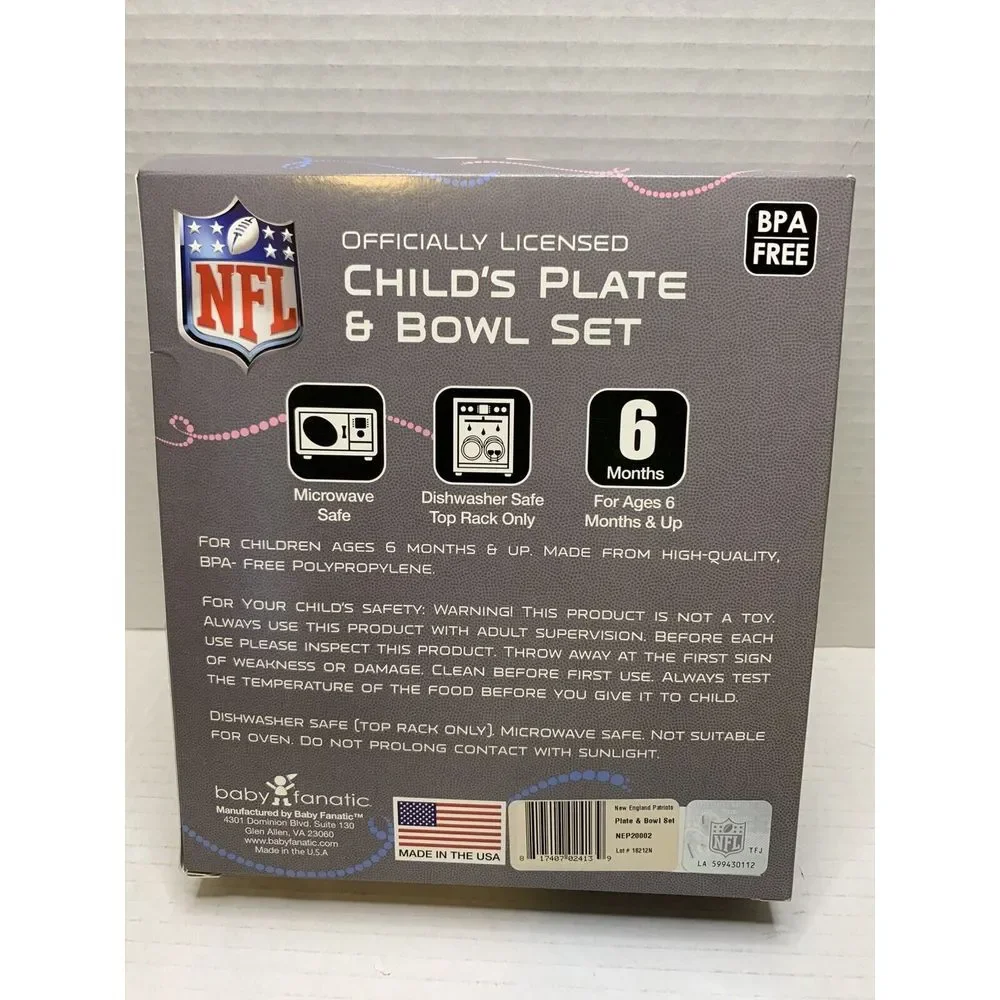 NFL New England Patriots Child's Plate‎ And Bowl Set NFL kids